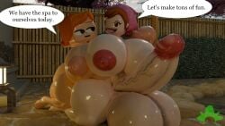 2futas 3d big_ass big_breasts big_penis cooking_mama debbie_turnbull dialogue futa_on_futa futa_only futanari hung hung_bottom hung_futa imminent_sex kennyb0mber_(artist) mama_(cooking_mama) mature_futa milf older_futa robotboy spa tagme