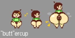 1boy 1human accurate_art_style ahoge anus ass ass_bigger_than_head ass_expansion asshole back_view big_ass bottom_heavy bottom_heavy_femboy brown_anus brown_hair bubble_ass bubble_butt chara closed_eyes coolegtem curvy dat_ass femboy femboy_chara feminine feminine_male flower_in_hair gift_art huge_ass human_only male_only pixel_art presenting_ass puffy_anus shorts showing_ass showing_off simple_face smiling spectrodraws sprite_art sprite_sheet thick thick_thighs undertale wide_hips winking winking_at_viewer