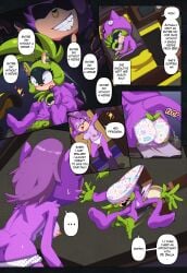 anthro atomic_wedgie bre_the_kangaroo_(sonic_oc) breasts butt_flap childish_underwear clothing comic conditioned duo english_text euf-dreamer exposed_breasts female hanging_wedgie hi_res idw_publishing onesie plushie polka_dot_panties sagging_underwear sega sonic_(series) sonic_the_hedgehog_(comics) sonic_the_hedgehog_(idw) sonic_the_hedgehog_(series) surge_the_tenrec text wedgie