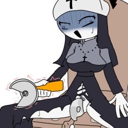 1girls breaking chair cutting cutting_clothes female friday_night_fever friday_night_funkin friday_night_funkin_mod nun nun_outfit sarvente sarvente_(fnf_mod) sarvente_(friday_night_funkin) saw silly tool tools torn_bodysuit torn_clothes torn_clothing torn_pants torn_pantyhose wood