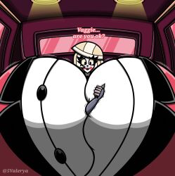 2d 2girls car charlie_morningstar_(hazbin_hotel) demon demon_girl excessive_breast female female_only hazbin_hotel hyper_breasts latina latina_female tagme vaggie_(hazbin_hotel) valerya5