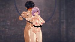 1boy 1girls ahe_gao blush breasts chained chains dubious_consent fate/grand_order fate_(series) female_pubic_hair forced large_breasts mash_kyrielight nude nude_female pubic_hair straight tagme toushin vagina vaginal_penetration vaginal_sex video