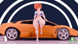 3d anime_girl ass breasts car cynthia_(dragon_ball) dragon_ball female female_only kennyb0mber_(artist) tagme