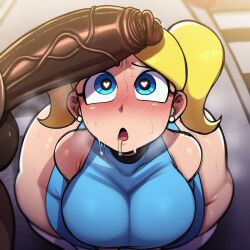 1boy 1girls ai ai-created ai_art ai_assisted ai_generated blackwhiplash_(imitation) bubble_butt bubbles_(powerpuff_girls) dark-skinned_male drooling heart-shaped_pupils highdeadout huge huge_ass huge_breasts interracial penis penis_on_faces powerpuff_girls