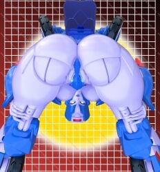 2026 3d 3d_(artwork) 3d_render areola areolae blue_body blue_eyes blue_nipples breasts breasts_out chromia cybertronian female legs_apart nipples soundpunk501 spread_ass transformers