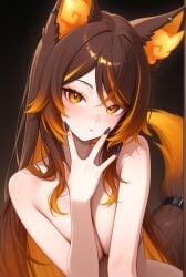 ai_generated fanart sinder_(vtuber) topless virtual_youtuber vtuber wolf_girl
