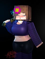 1female 1girls 3d arthur32 bell_collar belly_button big_breasts black_background blue_eyes blush blush_lines blushing_at_viewer breasts brown_hair brown_hair_female cameltoe cleavage collar crop_top eyebrows_visible_through_hair female female_only flower_in_hair front_view hair_flower hair_ornament holding_object jenny_belle_(slipperyt) light-skinned_female light_skin looking_at_viewer mcyt mine-imator minecraft minecraft_youtubers neckwear short_hair simple_background smile smiling smiling_at_viewer solid_color_background solo solo_female standing twitch twitch.tv twitch_streamer twitter twitter_username youtube youtuber youtubers