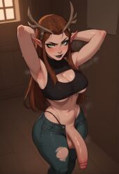 1futa 1futanari ai_generated ass big_ass big_breasts big_butt big_hips big_penis breasts cleavage critical_role critical_role:_vox_machina dick dickgirl druid elf eyebrows eyelashes futa_only futanari genitals green_hair grin grinning grinning_at_viewer hair hands-free horns huge_cock indoors keyleth lips long_hair looking_at_viewer makeup narrow_waist narrowed_eyes nose orange_hair penis seducing seductive seductive_eyes seductive_gaze seductive_look seductive_mouth seductive_pose seductive_smile smile smile_at_viewer smiley_face smooth_balls smooth_penis smooth_skin solo solo_dickgirl solo_focus solo_futa solo_futanari testicles velonix