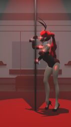 1girls creator5240 green_eyes pyrrha_nikos red_hair rwby stripper_pole
