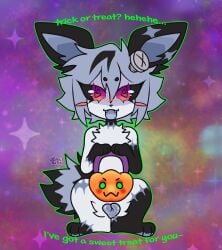 >:3 absurd_res animal_genitalia animal_vulva arm_scar black_body black_fur black_sclera blue_vulva blush bodily_fluids canine_genitalia canine_vulva chest_tuft circle_eyebrows ear_scar eeveelution eyebrows fangs female feral fur generation_1_pokemon genital_fluids genitals green_outline hair hi_res jolteon justiceposting multicolored_hair neck_scar nintendo outline patch_(marking) pokemon pokemon_(species) presenting presenting_vulva pumpkin_basket pupils red_eyes rosy_cheeks scar screw_in_head sharp_teeth simple_background solo teeth tuft two_tone_hair two_tone_tail unusual_pupils vaginal_fluids vulva white_body white_fur