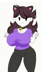 1girls big_breasts black_choker breasts cat_ears choker curvy curvy_body curvy_female curvy_figure female female_focus female_only jaiden jaiden_animations jaidenanimations large_breasts neckline pants purple_shirt pussy raydonxd vagina voluptuous voluptuous_body voluptuous_female youtube youtuber youtuber_girl