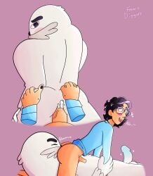 age_difference anthro black_hair black_nails blue_penis cartoon_network cum_in_ass francis_diggory furry gay gay_sex glasses human_and_anthro interspecies male/male male_only moaning nonbinary penetration ralph_(wbb) selfship selfshipping selfsinsert size_difference we_bare_bears yeti