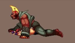 1boy 1girls alternate_ass_size ambiguous_penetration animated art_of_fighting asian_female ass assisted_exposure audio big_ass birdie black_male black_male_asian_female black_male_japanese_female blonde_hair brown_hair crossover cum cum_inside dark-skinned_male dark_skin ejaculation female fingerless_gloves gloves headband interracial japanese_female jiggling_ass king_of_fighters m.u.g.e.n male moaning pants_down pants_pull pixel_animation pixel_art ponytail prone_bone pulling_down_pants purple_clothing sex snk sound spandex straight street_fighter tagme teramussa tights vest video yuri_sakazaki