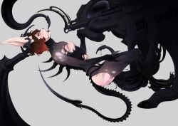 alien alien_(franchise) anal anal_sex anthro antlers black_cum bodily_fluids colored_cum cum emptylighter eyeshadow genital_fluids hair hi_res horn jackalope lagomorph latex leporid liquid_latex long_tail machine makeup male mammal nipples null_bulge oral penetration piercing pink_nipples rabbit science_fiction short_hair slime solo spade_tail spikes tail tentacle tentacle_penetration tongue tongue_piercing transformation unusual_bodily_fluids unusual_cum unusual_genital_fluids xenomorph