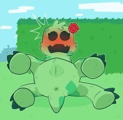 4_legs anus blush blush_lines creeper_(minecraft) crushpepper first_person_view flower genitals green_body hi_res looking_at_viewer microsoft minecraft mojang plant rose_(flower) simple_background tagme tail vulva xbox_game_studios