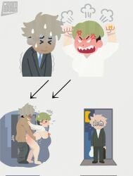 1boy1girl 1girls affair against_wall angry angry_expression angry_face big_ass big_breasts big_muscles big_nipples big_thighs boy_on_top brown_skin brown_skinned_male c00mbrain cheating cheating_(relationship) cheating_female cheating_wife closet closet_sex coombrain15 dark-skinned_male dark_skin eyeless_male fucked_from_behind fucked_into_submission fucked_senseless green_eyes green_hair grey_hair hotel hotel_room interracial interracial_sex irasutoya irasutoya_boss_meme large_ass leaning_forward looking_at_partner looking_back looking_pleasured love_hotel mako_sensuikan_(coombrain) marriage_ring married_female married_woman message message_box midori_ringo_(coombrain) milf milf_body muscular muscular_male no_bra no_panties ntr office_lady raw_sex ring short_hair spiced sweat sweating sweaty_body thighs white_shirt white_skin white_skinned_female wife