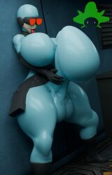 3d 3d_(artwork) big_breasts condom_suit cum_in_suit cum_inside danny_phantom futanari kennyb0mber_(artist) latex madeline_fenton masturbation mature_female milf older_female orange_hair tagme