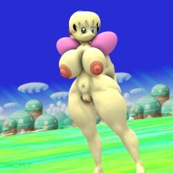 1girls 3d 3d_(artwork) aged_up ass breasts female female_only field field_background green_hair kirby:_right_back_at_ya! kirby_(series) tagme tentacle_hair tiff_(kirby)