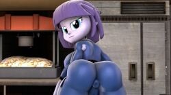 1girls 3d 3d_model 3d_render angrygermankidouble anus anus_through_clothes ass ass_focus blue_eyes blue_jumpsuit light-skinned_female light_purple_skin popcorn popcorn_machine purple_hair resting_bitch_face vagina visible_anus youtube