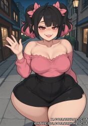 1girls 4k ai_generated angels_of_delusion bangs big_ass big_butt black_hair high_resolution hoyoverse miralicit nangong_yu_(zenless_zone_zero) pink_hair shortstack skirt small_breasts smile solo solo_focus thick_ass thick_legs thick_thighs twintails zenless_zone_zero