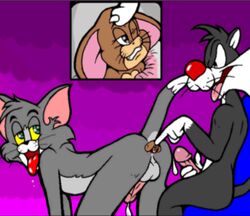 3boys anal_insertion anal_penetration anal_vore anus black_fur brown_fur cat cum_while_penetrated dipstick_tail domestic_cat erection feline finger_on_head gay gloves_(marking) gray_fur green_eyes handjob_while_penetrating holding_penis jerry_mouse looney_tunes mouse murid naughty_face one_eye_closed orgasm_from_handjob penis_size_difference pleasure_face pointed_ears red_nose round_ears size_difference smooth_fur sylvester thrusting_into_ass tom_and_jerry tom_cat tongue_out toonpimp turner_entertainment two_tone_fur vore warner_brothers whiskers white_fur yaoi yellow_sclera