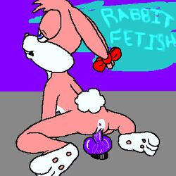 all_fours anthro babs_bunny back_view barefoot dildo english_text female female_only fur furry furry_ears furry_tail insertion mammal masturbation pink_fur rabbit sex_toy solo tagme tail text tiny_toon_adventures toonpimp uncensored white_fur