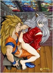 2boys 5_fingers 5_toes anal anal_insertion anal_penetration anal_sex animal_ears ass bare_legs barefoot blue_eyes blush blushing butt clothed clothed_sex clothes clothing color colored crossover demon demon_boy detailed_background dog_ears dragon_ball dragon_ball_z duo feet footwear gay hair humanoid indoors inside interspecies inuyasha inuyasha_(character) long_hair looking_back male male/male male_only male_penetrated male_penetrating mmario_grant mmg multiple_boys multiple_males no_humans one_eye_closed open_eyes penetration penis penis_out reverse_cowgirl_position sex shoes silver_eyes silver_hair sitting son_goku straight_hair super_saiyan_3 teeth uncensored very_long_hair yaoi yellow_hair