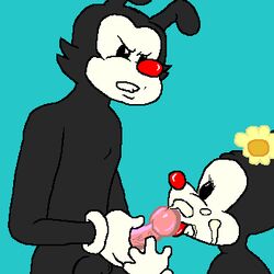 animaniacs anthro black_fur color cum dot_warner fellatio female flower fur furry incest male nude oral oral_sex penis red_nose side_view straight tagme toonpimp white_fur yakko_warner