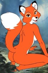 anthro anthrofied barefoot bottom butt disney feet foot fox looking_at_viewer mammal naked nude roary tagme tail the_fox_and_the_hound vixey