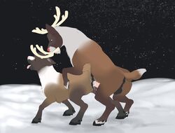 anus ass balls cervine female furry incorgnito male penis pussy reindeer sex snow