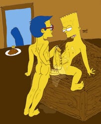 2boys anal anal_penetration anal_sex ass balls bart_simpson cookies cum cum_in_ass cum_on_body erection female food gay human large_penis looking_at_penis male milhouse_van_houten multiple_males penis pierced_penis questionable_anatomy spread_legs the_simpsons tongue_stud veiny_penis yaoi