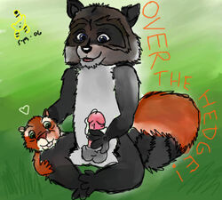 2006 2boys anthro blue_eyes cum dreamworks duo furry green_eyes hammy_(over_the_hedge) male male_only mammal over_the_hedge paramount_pictures penis raccoon rj_(over_the_hedge) rodent squirrel tagme testicles