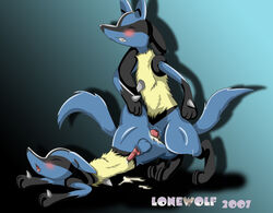 2007 anthro blush color feral fur furry insertion lonewolf lucario male male_only multiple_males nintendo nude penis pokemon pokemon_(species) pokemon_dppt raised_leg sex side_view tagme yaoi