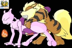 . animated arcanine furry male male_only mewtwo multiple_males nintendo no_humans pokemon pokemon_(species) surfing_charizard yaoi