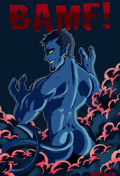 1boy bamf_(sound_effect) darkfanger kurt_wagner male male_only marvel marvel_comics nightcrawler solo straight_hair x-men