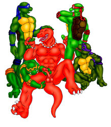 5boys anthro ass balls brother color dj_mixer_(character) donatello furry furry_only gay incest leonardo male_only masturbation michelangelo muscular_male raphael smooth_skin teenage_mutant_ninja_turtles tmnt_1987 turtle wolfblade yaoi