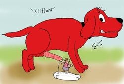 anthro artist_request canine clifford clifford_the_big_red_dog clothing cum emily_elizabeth tagme text zoophilia