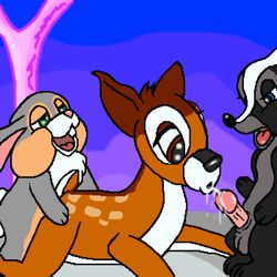 anthro bambi_(character) bambi_(film) cub disney feral flower_(bambi) furry gay male_only penis skunk tagme testicles thumper toonpimp