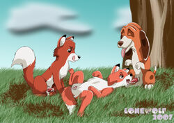 2007 copper_(fath) disney feral feral_on_feral furry lonewolf penis the_fox_and_the_hound threesome tod_(fath) vixey zoophilia