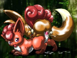 eevee fur furry_tail meru multiple_tails nintendo pokemon pokemon_(species) straight_hair tail vulpix