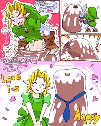 androgynous apron beige_skin blonde_hair bottomless color comic couple crossdressing engrish femboy hylian interspecies_relationship like_like link link_(ocarina_of_time) male minus8 monster necktie nintendo ocarina_of_time pixel pointy_ears straight_hair the_legend_of_zelda unexpectedly_good what