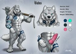 canine hair hammer male mammal model_sheet muscular norse old penis piercing solo tattoo tools tribel vatns viking warrior werwoz wolf