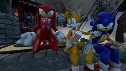 2016 3d 3d_(artwork) anthro balls canine darksorm echidna erection fox furry group hedgehog knuckles_the_echidna male male_only mammal monotreme nude penis sonic_(series) sonic_the_hedgehog tails team_sonic