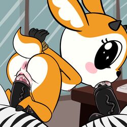 1girls 2boys aggressive_retsuko aggretsuko animal_genitalia animal_penis antelope anthro antlers anus arms_tied ass balls blush bound cum cum_in_mouth cum_in_pussy cum_inside desk equine equine_penis eyelashes faceless_male fellatio female flat_chested gazelle giselle_(aggressive_retsuko) group group_sex horn horsecock lonbluewolf male mammal nipples oral penetration penis pussy rope sanrio sex smooth_fur straight threesome tsunoda tsunoda_(aggretsuko) vaginal_penetration zebra