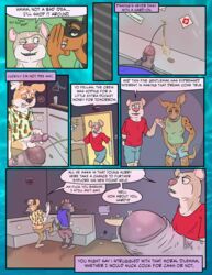 anthro aubry balls bathroom brokowski canine comic corgi denton_(extra_duty) doberman english_text erection first_person_view furry group humanoid_penis kangaroo male male_pov mammal marsupial pants_down peeing penis pitbull prostitution public_restroom retracted_foreskin speech_bubble tasmanian_devil text uncut urinal urine vein veiny_penis whiskers yaoi