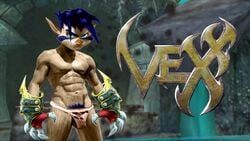 anthro balls bulge canine erection genitals male male_only mammal muscular muscular_anthro muscular_male nude penis solo valdar vexx vexx_(series) video_games