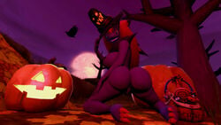 2016 3d anus ass big_butt black_fur breasts canine fur halloween holidays knightsfm looking_at_viewer mammal nintendo nipples outside pokemon pokemon_(species) pussy source_filmmaker video_games zoroark