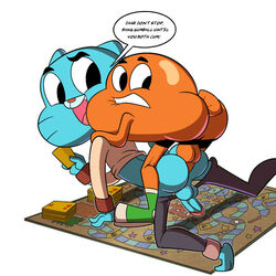 anal anal_sex ass balls board_game cartoon_network darwin_watterson english_text feline fish gay gay_sex gumball_watterson iyumiblue male mammal marine penetration penis semi_incest text the_amazing_world_of_gumball yaoi