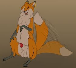 abstract_background animal_genitalia animal_penis anthro balls big_balls canid canine canine_genitalia canine_penis charlie_(toothyfops) ear_piercing ear_ring fox genitals gesture gradient_background hand_gesture lipsticking looking_at_viewer male mammal overweight penis piercing pointing pointing_at_penis ring_piercing semi-anthro simple_background solo tail tail_motion tailwag toothyfops