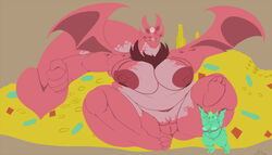 anthro areola armpits big_breasts bra breasts clothing dragon duo female huge_breasts mostly_nude nipples obese overweight pussy sitting standing underwear whitedragon wings